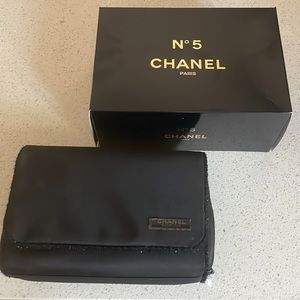 Chanel Black Make-Up Travel Toiletry Bag New!